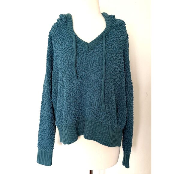 POL Womens Popcorn Knit Hooded Hi-Low Oversized Sweater Cozy Whimsigoth Vibe M - Picture 2 of 11